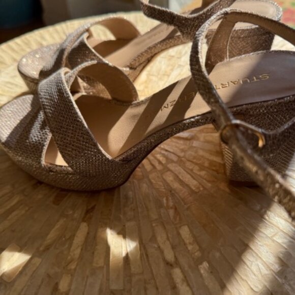 Stuart Weitzman Dayna Metallic Crisscross Platform Sandals - Picture 4 of 7